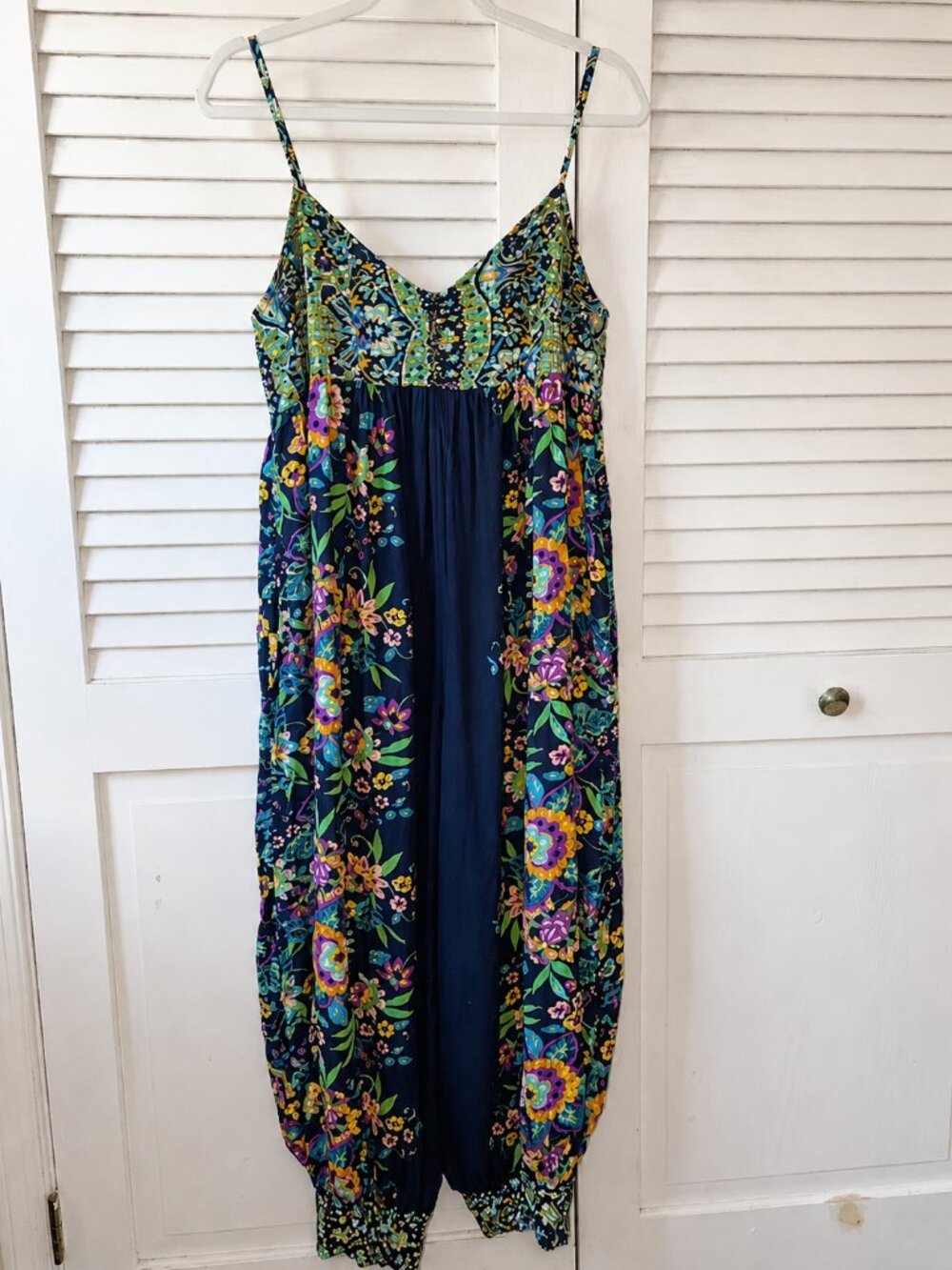 Anthropologie Vega Lounge Rio Harem Jumpsuit Small Floral Boho Balloon Leg - Picture 2 of 7